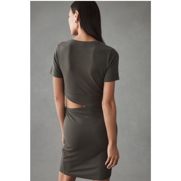 ANTHROPOLOGIE BORDEAUX SHORT-SLEEVE CUTOUT MINI DRESS - Picture 4 of 4